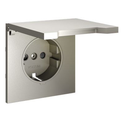 VLS000804 Накладка для розетки с заземлением, защитными шторками и крышкой, S70 (шелк). (ТМ Maytoni)