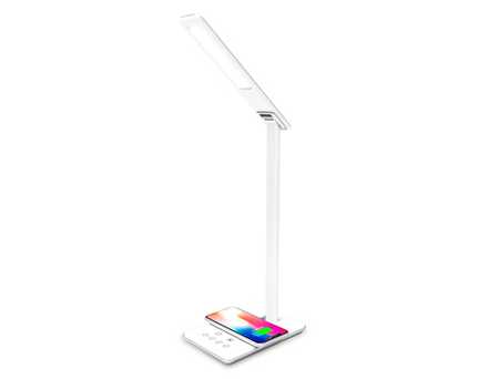 Светодиодная настольная лампа с беспроводной зарядкой и USB портом DE581 WH белый LED 2700-6400K 6W