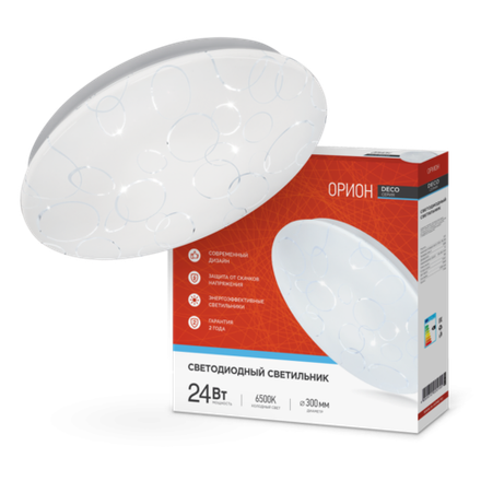 Светильник светодиодный DECO ОРИОН 24Вт 6500К 2160лм 230В 330х55мм IN HOME 4690612025155