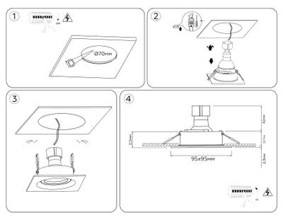 Светильник встраиваемый TN102744 BK черный IP20 GU5.3 95*95*25