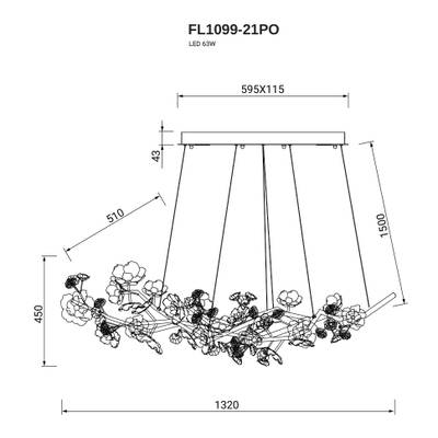 Люстра подвесная Sauvage FL1099-21PO, LED