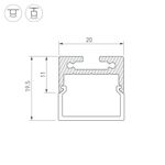 Профиль с экраном SL-LINE-2011M-2500 ANOD+OPAL SQUARE (Arlight, Алюминий)