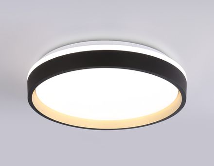 Потолочный светодиодный светильник с пультом FZ604 BK/GD черный/золото IP20 46W 3000K-6500K+RGB D390*80 (ПДУ ИК)