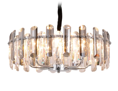 Подвесная хрустальная люстра TR5303/8 CH/SM хром/дымчатый E14/8 max 40W D500*615