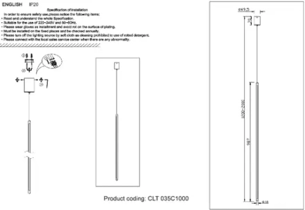 Светильник подвесной Crystal Lux CLT 035C1000 BL 1400/217