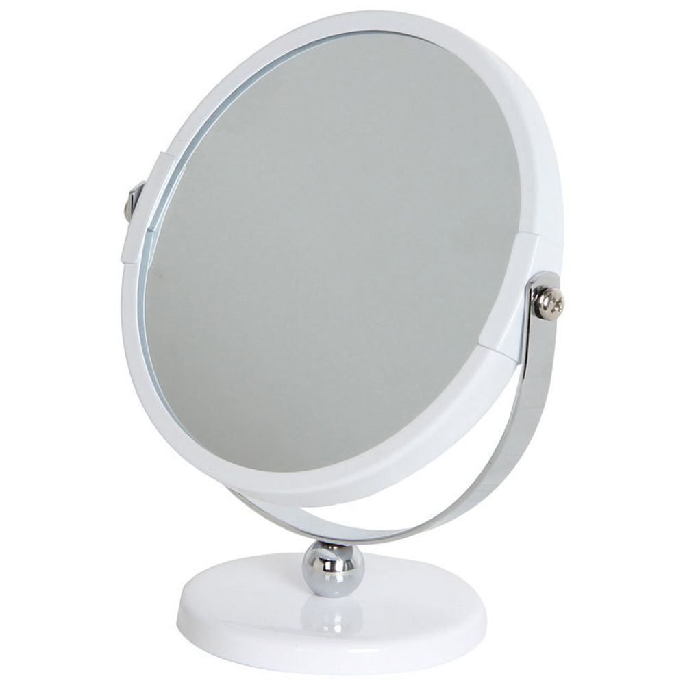 Зеркало косметическое M-3135 двустороннее (Х5) на ножке (диаметр:12,5см, хром.металл,стекло)