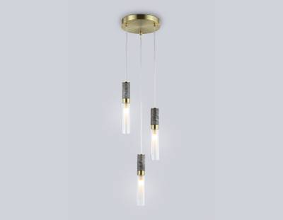 Светильник подвесной LH53351/3 GD/CL/WH золото/прозрачный/белый G9*3 max 40W D200*2000