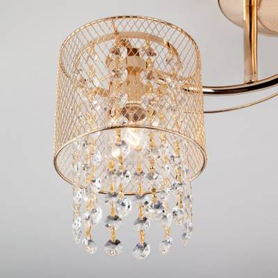 Потолочный светильник с металлическими плафонами и хрусталем 30137/3 золото