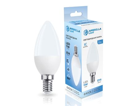 Лампа светодиодная 371116 LED C37 11W IC E14 6400K 175-265V