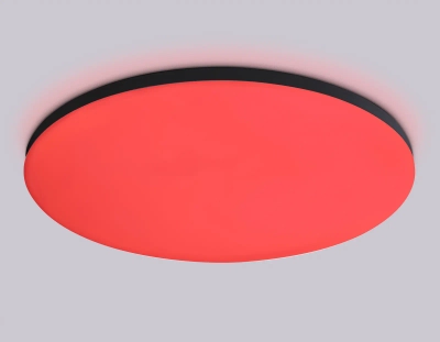 Потолочный светодиодный светильник с Wi-Fi Яндекс Алисой/Tuya/Smart Home/Alexa FZ2006 BK черный IP54 30W 3000K-6500K+RGB D450*60 (ПДУ ИК)
