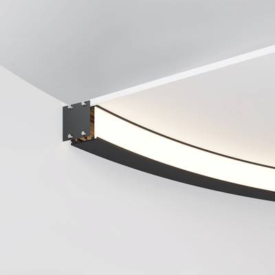 Радиусный профиль 35x35 Ø1500мм внутренний 1/4 круга черный, ALM-3535R-B-IN-90°-1.5M. TM Maytoni