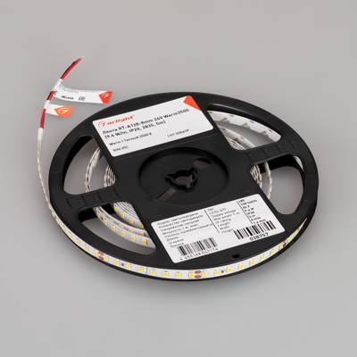 Лента RT-A128-8mm 24V Warm3500 (10 W/m, IP20, 5m) (Arlight, высок.эфф.150 лм/Вт)