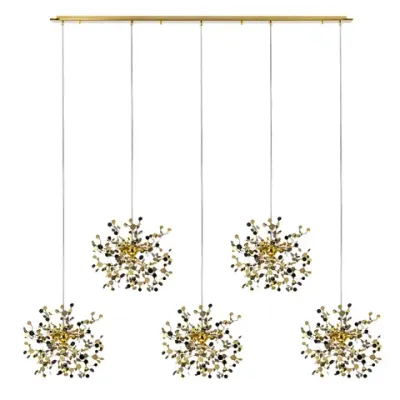 L5PL721132 Подвес пятерной линейный EXTRA 5x3x5W(led) G9  (721132 - 5 + 572162 -1) ЗОЛОТО Lightstar