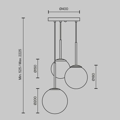 Подвесной светильник Basic form E14х3, MOD321PL-03W. TM Maytoni