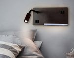 Настенный светодиодный светильник с полкой, выключателем и USB портом FW293 CF/BK кофе/черный LED 4200K 5W+3W 260*150*110