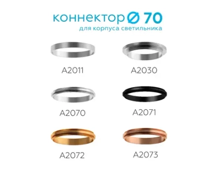 Коннектор скрытый для соединения корпуса светильника D70+D70mm A2011 AL алюминий D70*H8mm