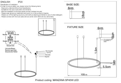 Люстра Crystal Lux MANZANA SP40W LED BLACK 2340/301N