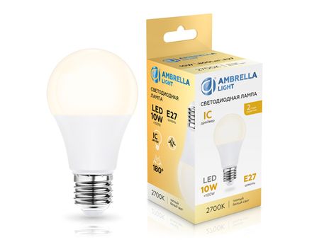 Лампа светодиодная 601003 LED A60 10W IC E27 2700K 175-265V