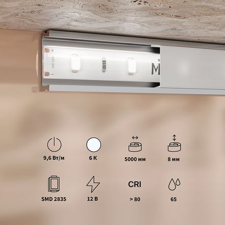 Светодиодная лента Base 12В 2835 9,6Вт/м 6000K 5м IP 65 201176. TM Maytoni