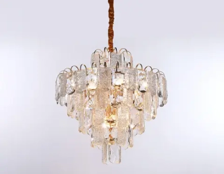 Подвесная люстра с хрусталем TR5233/12 SGD/CL/FR золото/прозрачный/белый матовый E27*12 max 40W D600*610