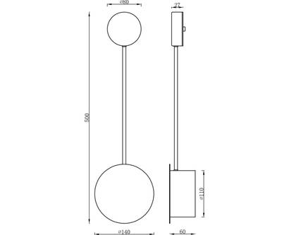 2208-1B,19 Настенный светильник Фирс черный d14 h50 Led 5W (4000K)