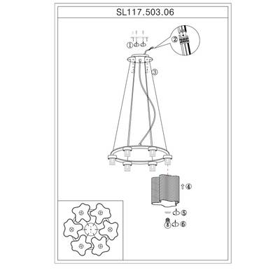 SL117.503.06 Люстра подвесная ST-Luce Серебристый/Белый с полосками E27 6*60W