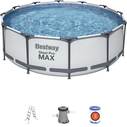 Бассейн каркасный круглый 366*100 см, 9150 л, Steel Pro Max 56418 (с ф.-насосом и лестн.) Bestway