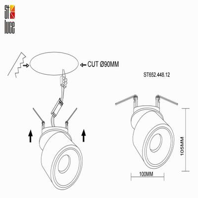 ST652.448.12 Св-к встр. Черный LED 1*12W 4000K 1 000Lm Ra&gt;90 36° IP20 D100xH105 170-240VV