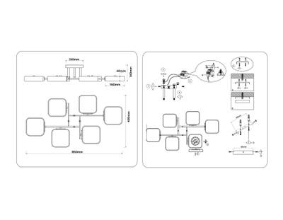 Светильник светодиодный подвесной FL4887/6 BK/WD черный/дерево 108W 3000-6000K 850*430*140 (без ПДУ)