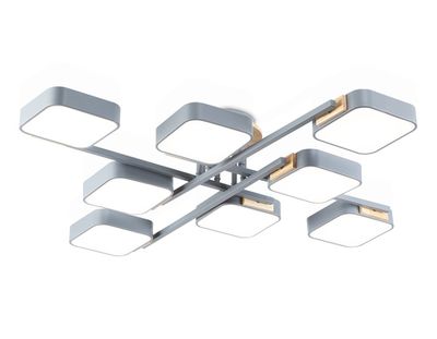 Светильник светодиодный подвесной FL4889/8 GR/WD серый/дерево 144W 3000-6000K 960*960*160 (без ПДУ)