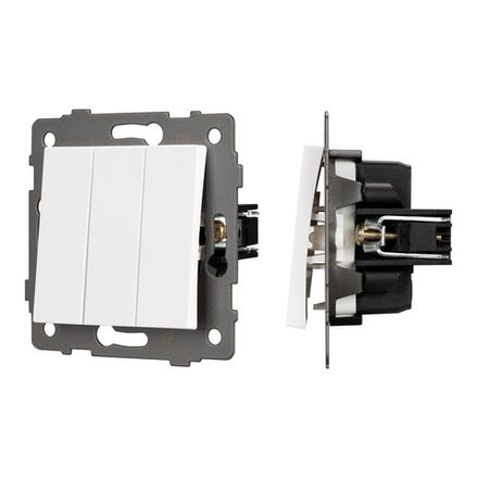 Механизм выключателя трехклавишный непроходной SWT-MK03-PL-WH-V (250V, 10A) (Arlight, -)