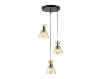Светильник подвесной TR3405/3 BK/FGD/TI черный/золото/янтарь E27/3 max 60W D345*1000