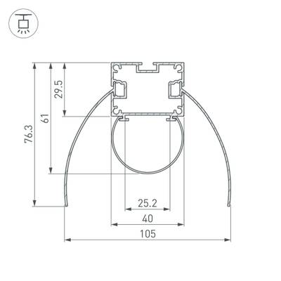 Профиль ARH-POWER-W154-COMFORT-2000 ANOD (Arlight, Алюминий)