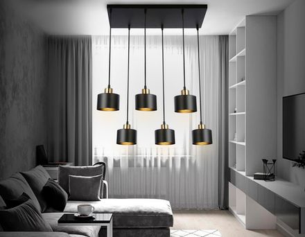 Подвесной светильник в стиле лофт TR8126/6 BK/BS черный/латунь E27*6 max 40W 635*320*920