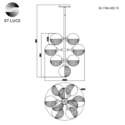 SL1184.403.13 Люстра подвесная ST-Luce Черный/Дымчатый G9 13*5W