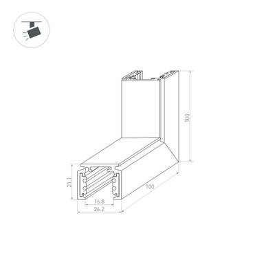 Коннектор угловой MAG-ORIENT-CON-2620-L90-EXT (WH, внешний) (Arlight, IP20 Металл, 3 года)