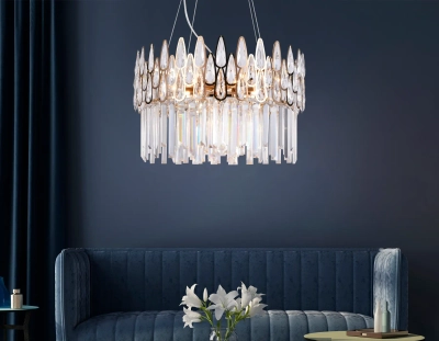 Подвесная хрустальная люстра TR5263/8 GD/CL золото/прозрачный E14/8 max 40W D500*700
