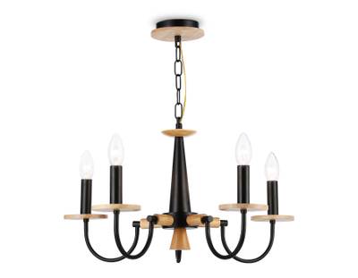 Светильник подвесной TR9593/5 BK/LW черный/светлое дерево E14/5 max 40W D555*660