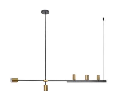 07618-120,36 Люстра Рия латунь L120 h116/86/46 GU10 5*5W+Led 12W (3000K) (лампы в комплекте)