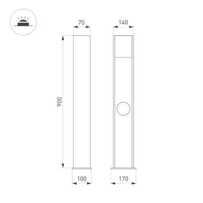 Светильник LGD-SEKVOYA-BOLL-SOCKET-H900-11W Warm3000 (BK, 120 deg, 230V) (Arlight, IP54 Металл, 3 года)