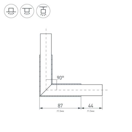Угол PLS-LOCK-H25-L90 BLACK (с экраном MAT-L) (Arlight, Металл)