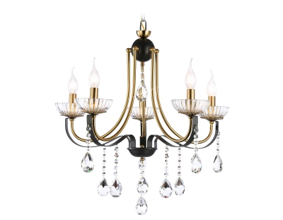 Подвесная люстра с хрусталем TR4952/5 BK/GD/CL черный/золото/прозрачный E14*5 max 40W D620*670
