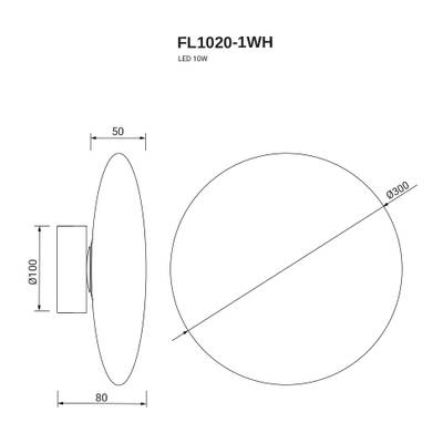 Бра luminosa FL1020-1WH, LEDх1