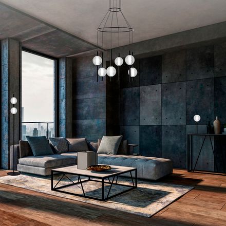 SL6120.403.06 Светильник подвесной ST-Luce Черный/Прозрачное кракелированное стекло LED 6*8,5W 3000K