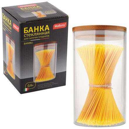 Стеклянная банка для сыпучих продуктов с крышкой BAMBU, объем: 0,6 л
