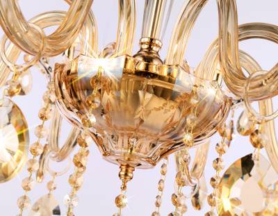 Подвесная люстра с хрусталем TR4907/8 GD/TI золото/янтарь E14/8 max 40W D760*639