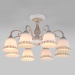 Классическая люстра со стеклянными плафонами 60107/8 белый с золотом