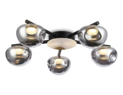 Светильник светодиодный потолочный LH12009/5 BK/GD/SM черный/золото/дымчатый 30W 3000K D790*180