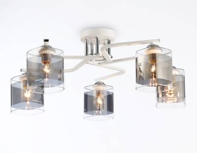 Светильник потолочный TR303219/5 WH/CH/SM белый/хром/дымчатый E27*5 max 60W D580*250