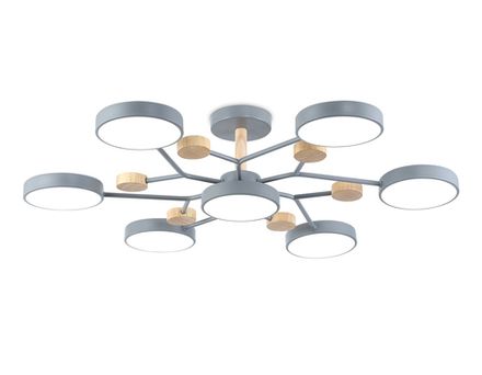 Светильник светодиодный подвесной FL4865/7 GR/WD серый/дерево 126W 3000-6000K D830*190 (без ПДУ)